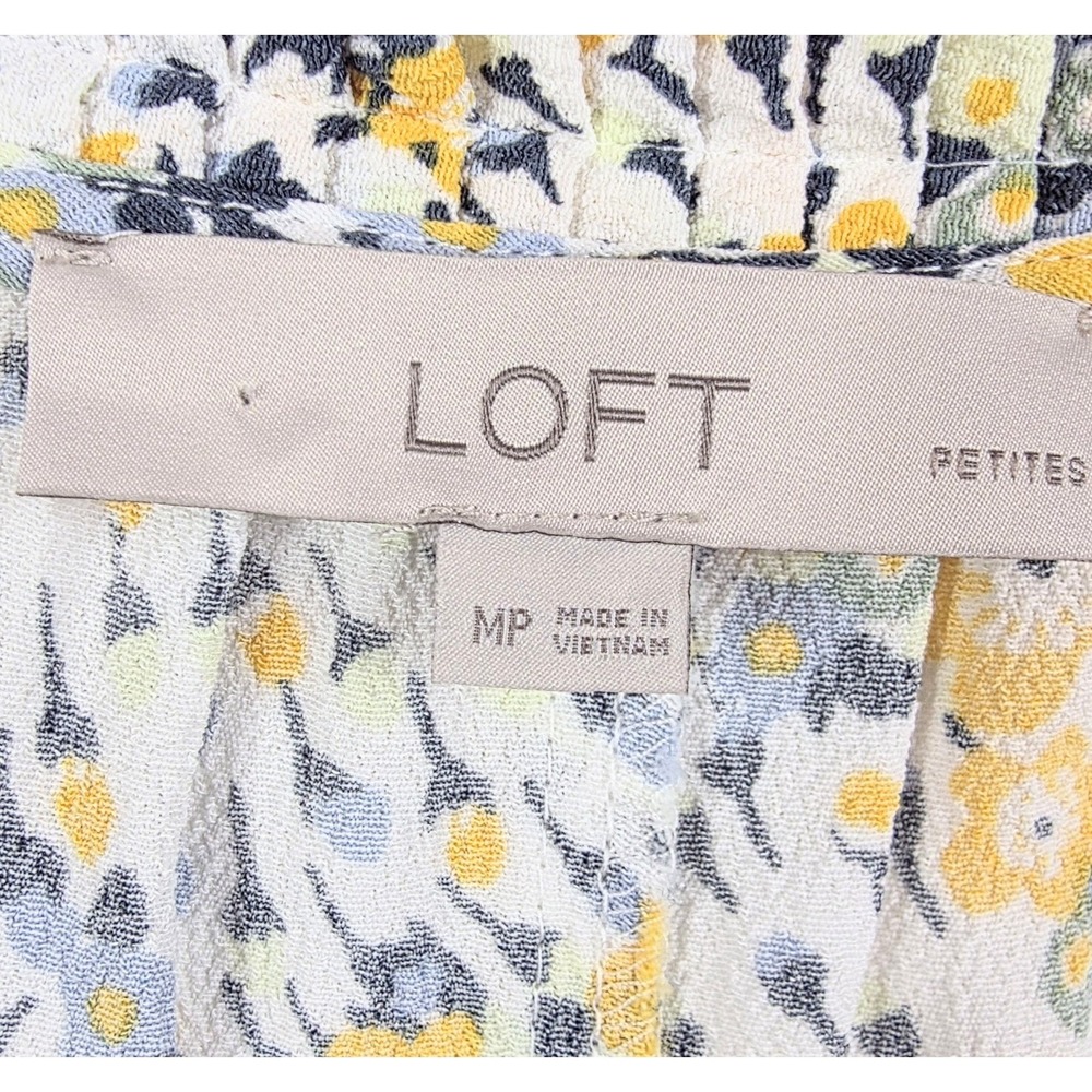 LOFT Floral Bouquet Print V Neck Lined Shift Dress Women's Petite Size PM - Picture 4 of 5